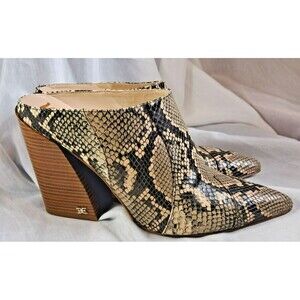 Sam Edelman Womens Reverie 2 Python Snake Ankle Block Pointed Mules 9.5M